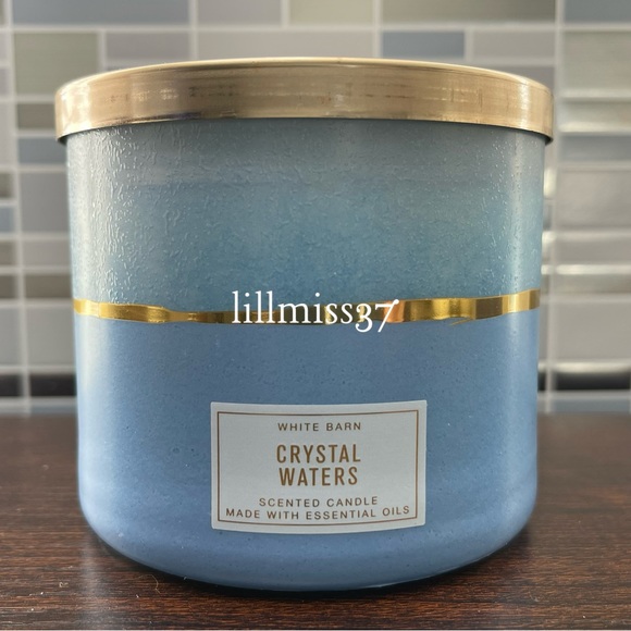 2X BRAND NEW BATH & BODY WORKS 3 WICK CANDLES CRYSTAL WATERS AND DEEP BLUE SEA - Picture 3 of 6